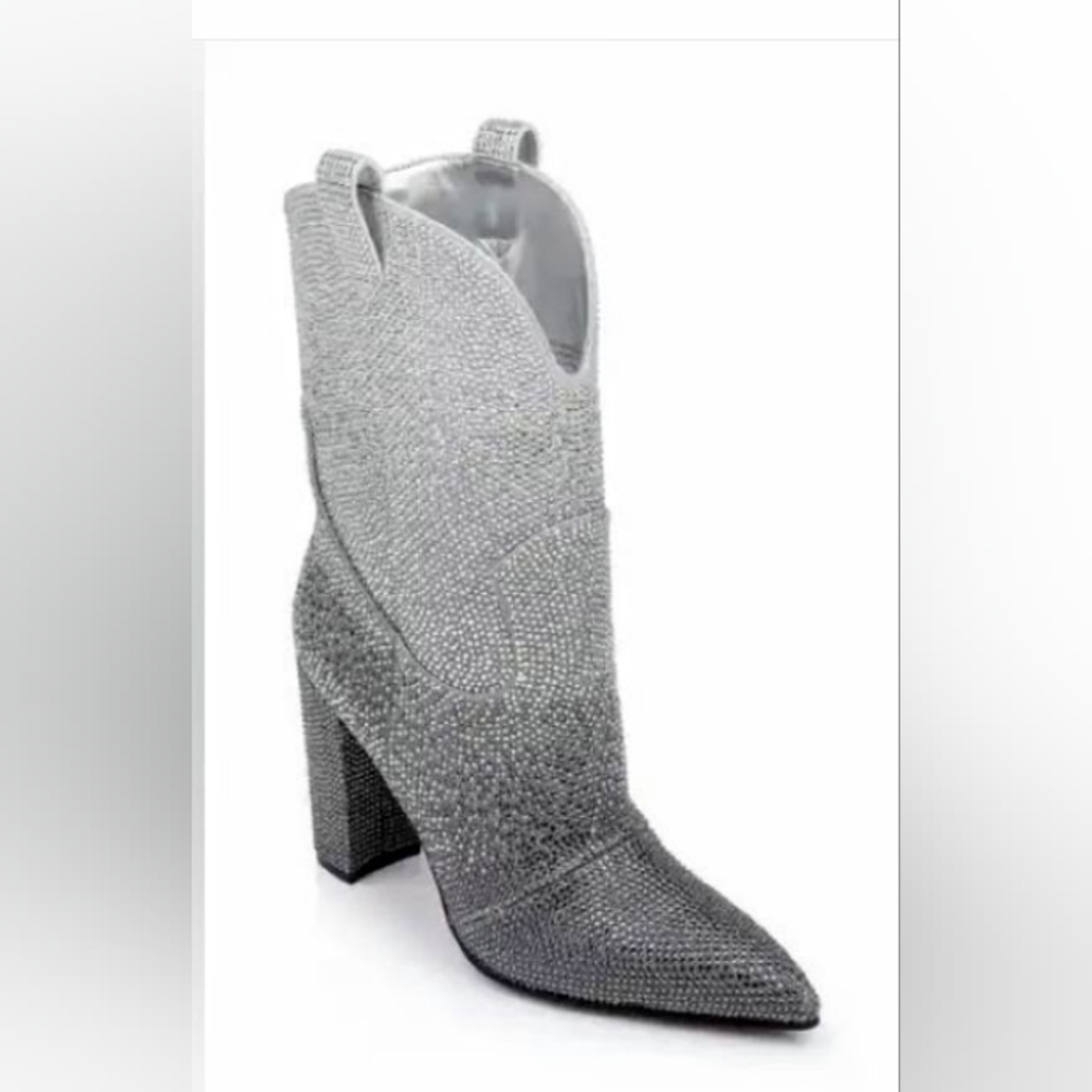 Shimmering Silver Heeled Boots for Women